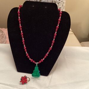 Christmas Celebration Necklace and Pin Set